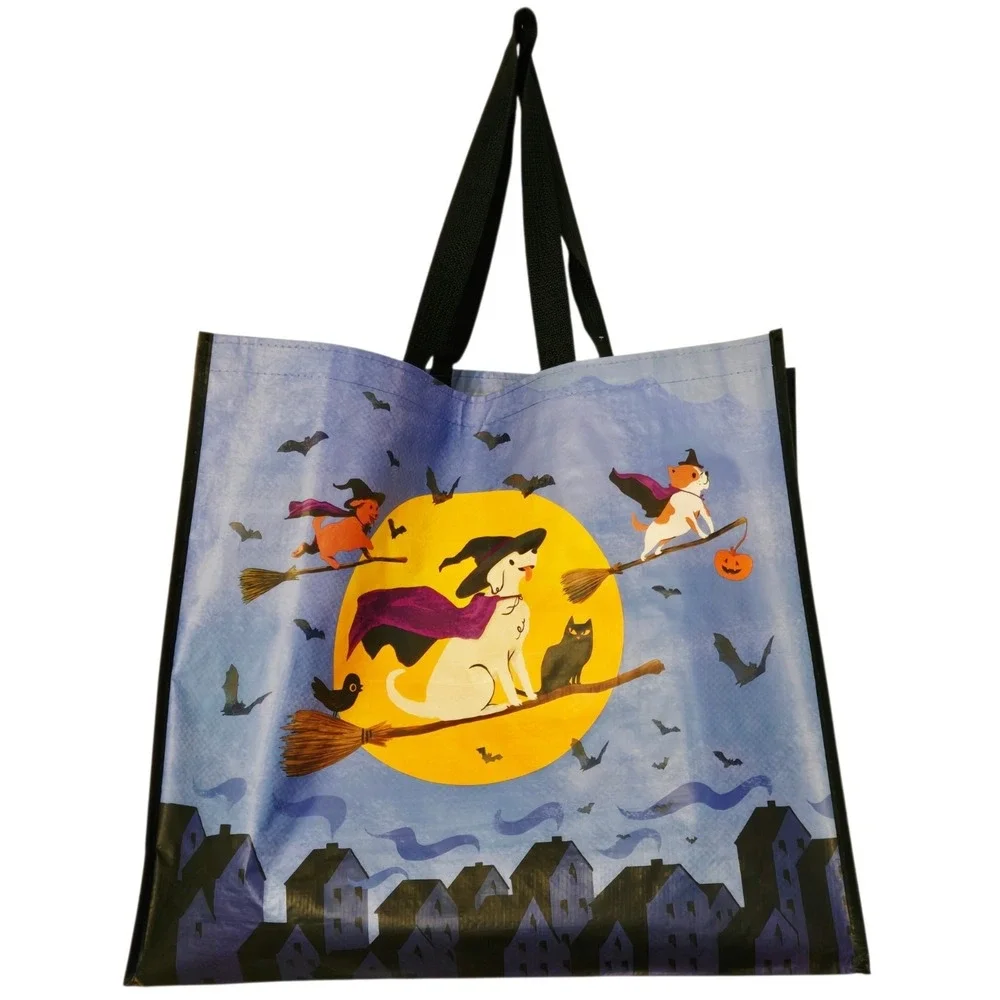 Halloween Dog Dogs Flying Witch Witches Bats Black Cat Full Moon Bag TJMaxx New